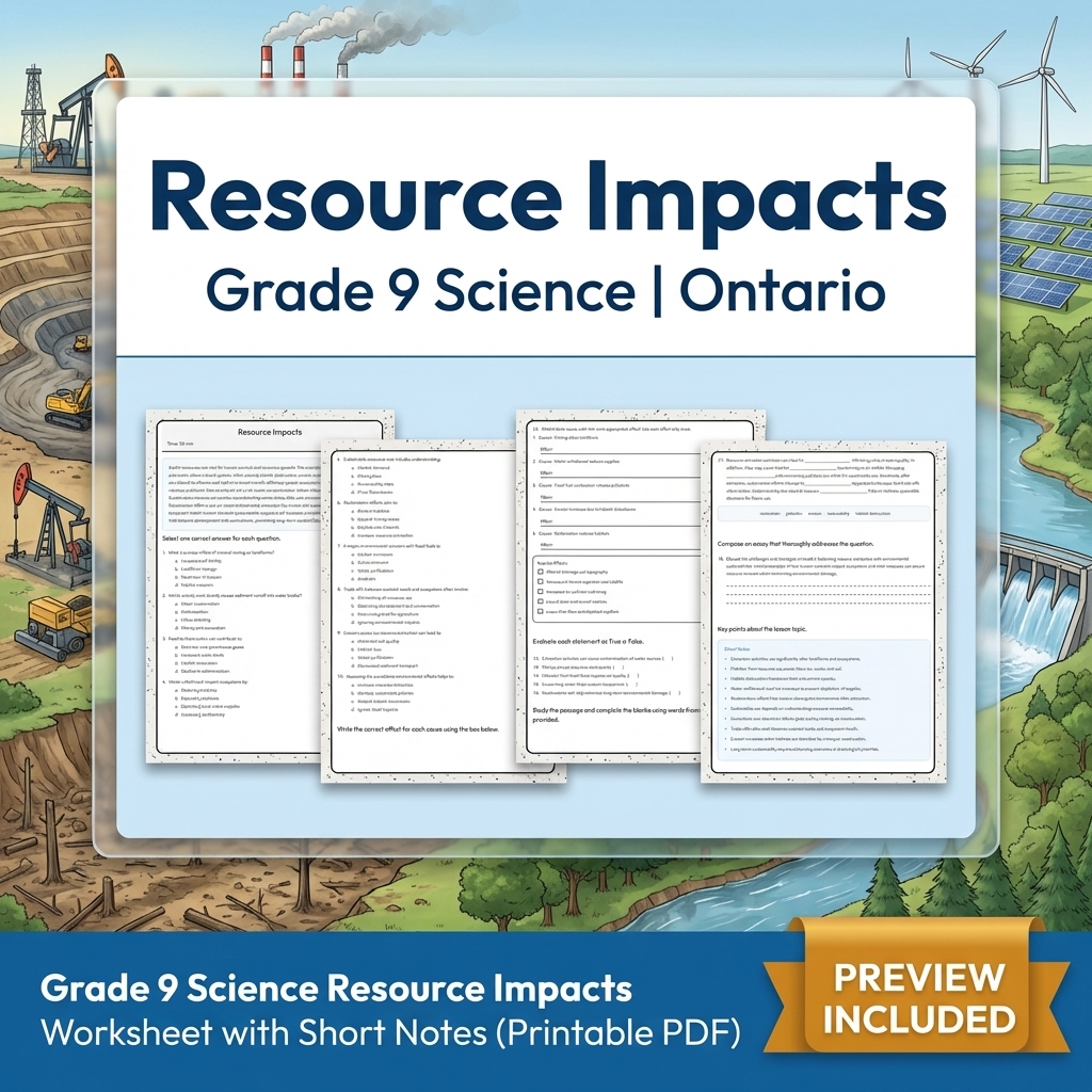 Grade 9 Science Lesson Group Bundle | Ontario Curriculum Worksheets — included worksheet 1