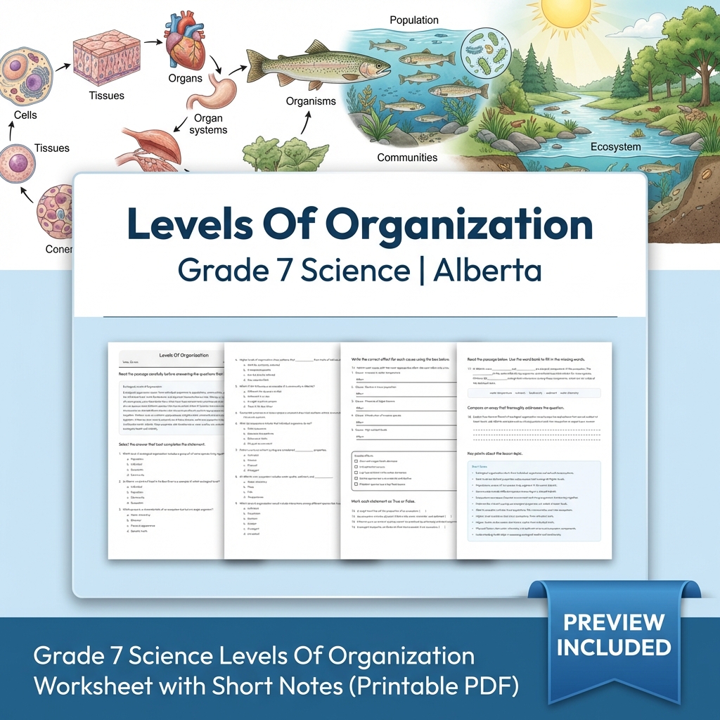 Grade 7 Science | Interactions & Ecosystems UNIT Bundle – Alberta Curriculum — included worksheet 1