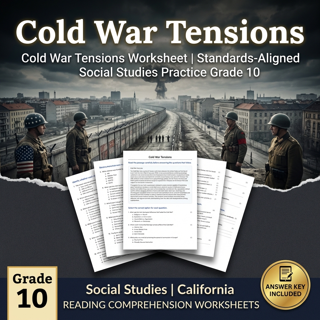 Cold War Tensions Worksheet | Standards-Aligned Social Studies Practice Grade 10