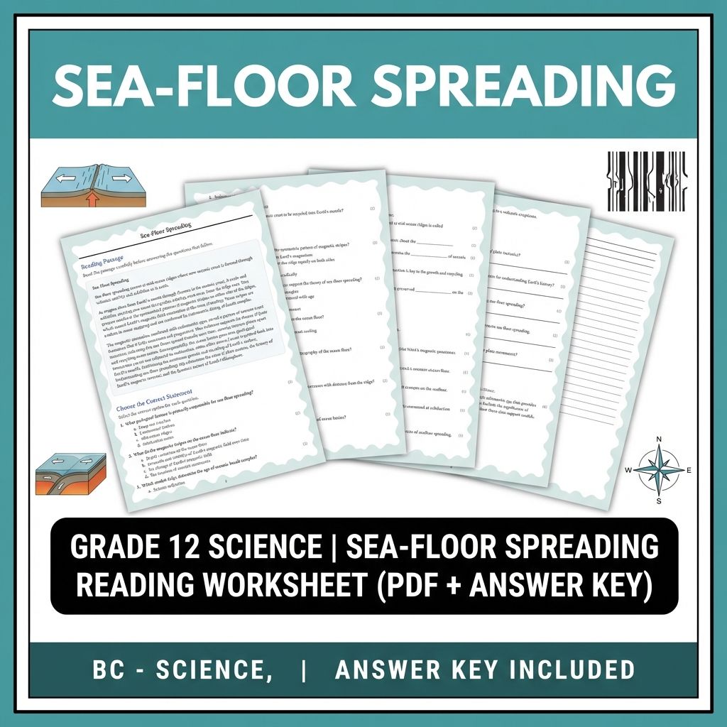 Grade 12 Science | Sea-Floor Spreading Reading Worksheet (PDF + Answer Key)