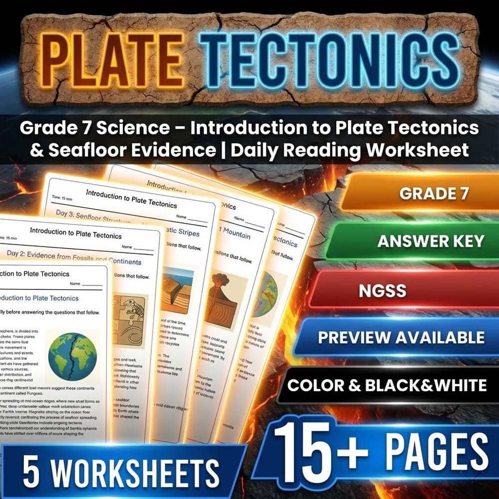 Water Cycle & Landforms Grade 7 Science Daily Reading Worksheets Bundle | NGSS — included worksheet 1