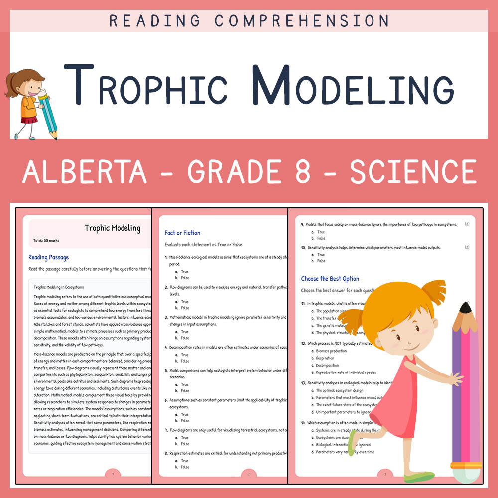 Grade 8 Science worksheet elena worksheet — Grade 8 Science | Trophic Modeling Worksheet | Alberta Standards — page 1