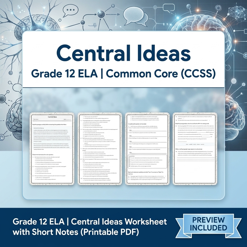 Grade 12 ELA Evidence-Based Reading & Writing Full-Year Bundle (CCSS) — included worksheet 9