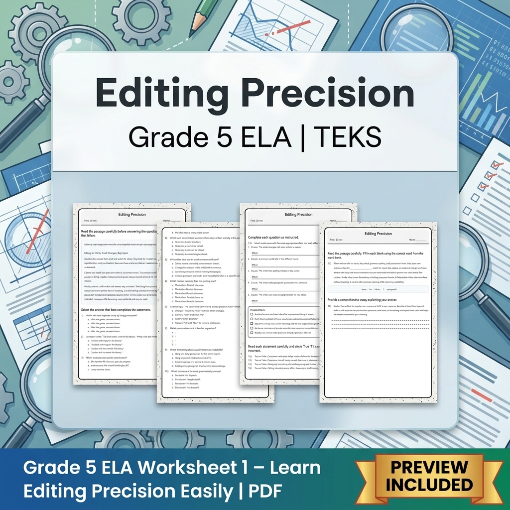 Grade 5 Writing Process: Craft, Revising, and Editing ELA Lesson Bundle – TEKS — included worksheet 2