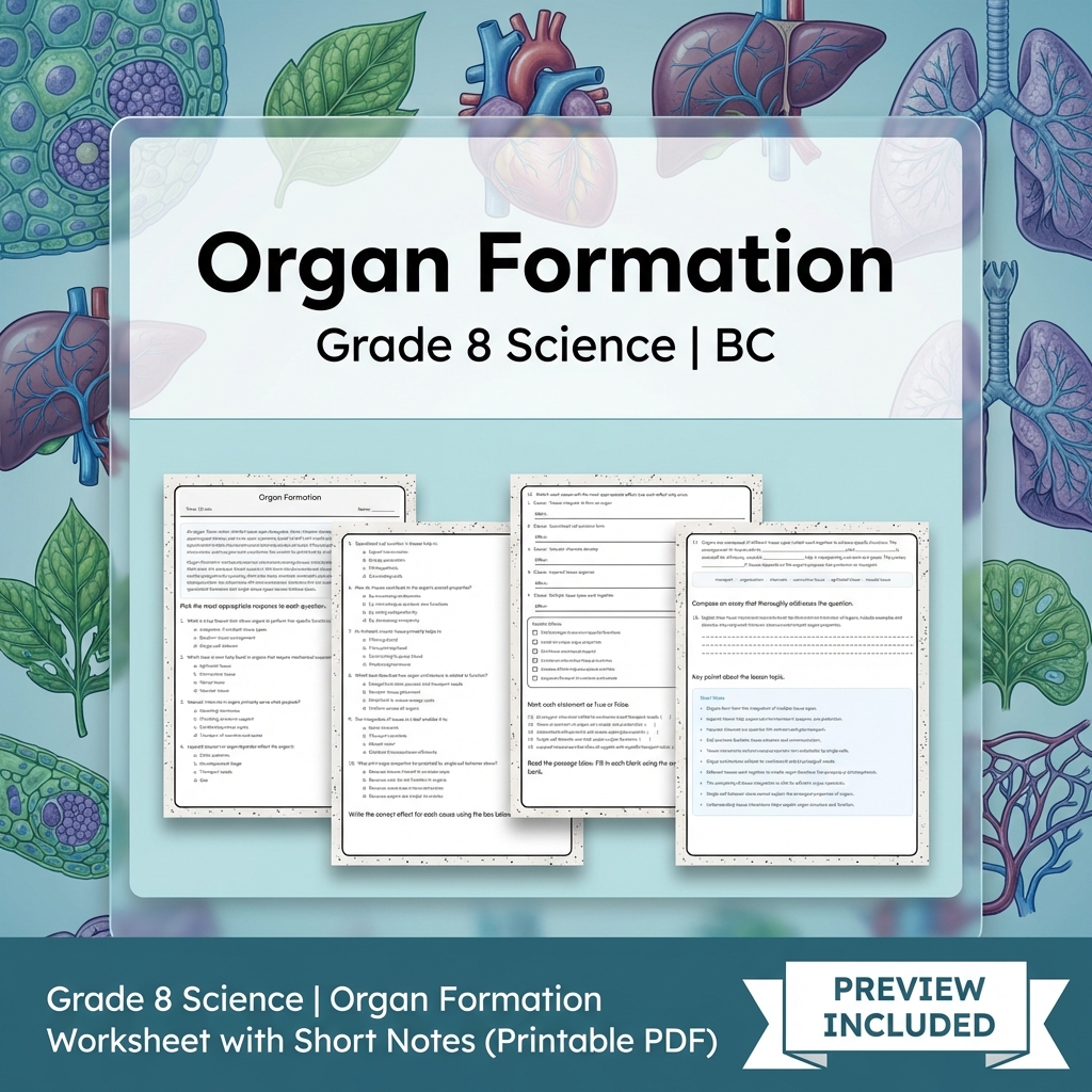 Grade 8 Science Full Year Bundle | Cell Biology, Ecosystems & Conservation — included worksheet 7