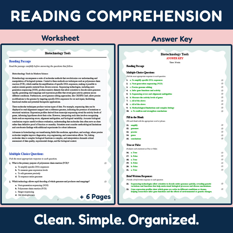 Grade 12 Science reading worksheets worksheet — 12th Grade Science Reading Worksheets | Biotechnology Tools Mastery — page 2