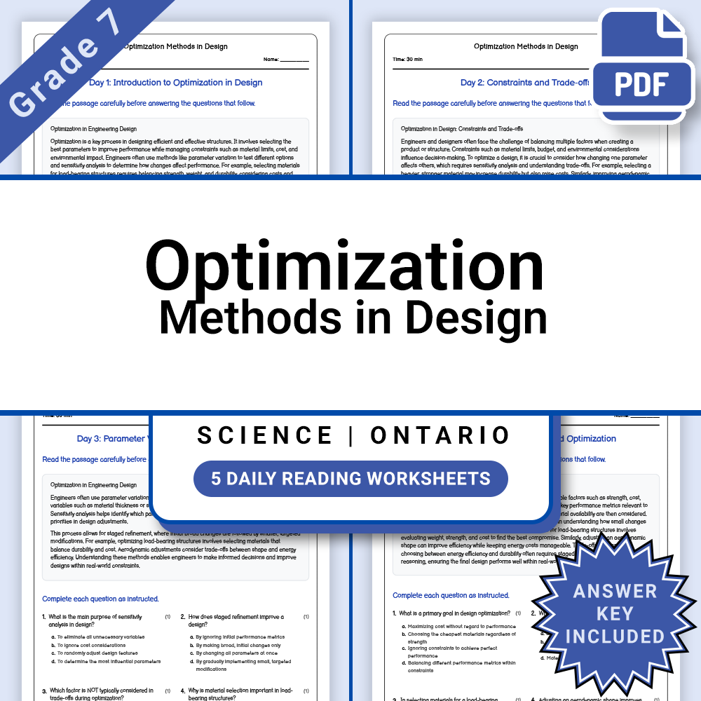 Grade 7 Science Lesson Bundle | Ontario Curriculum Reading Worksheets — included worksheet 2