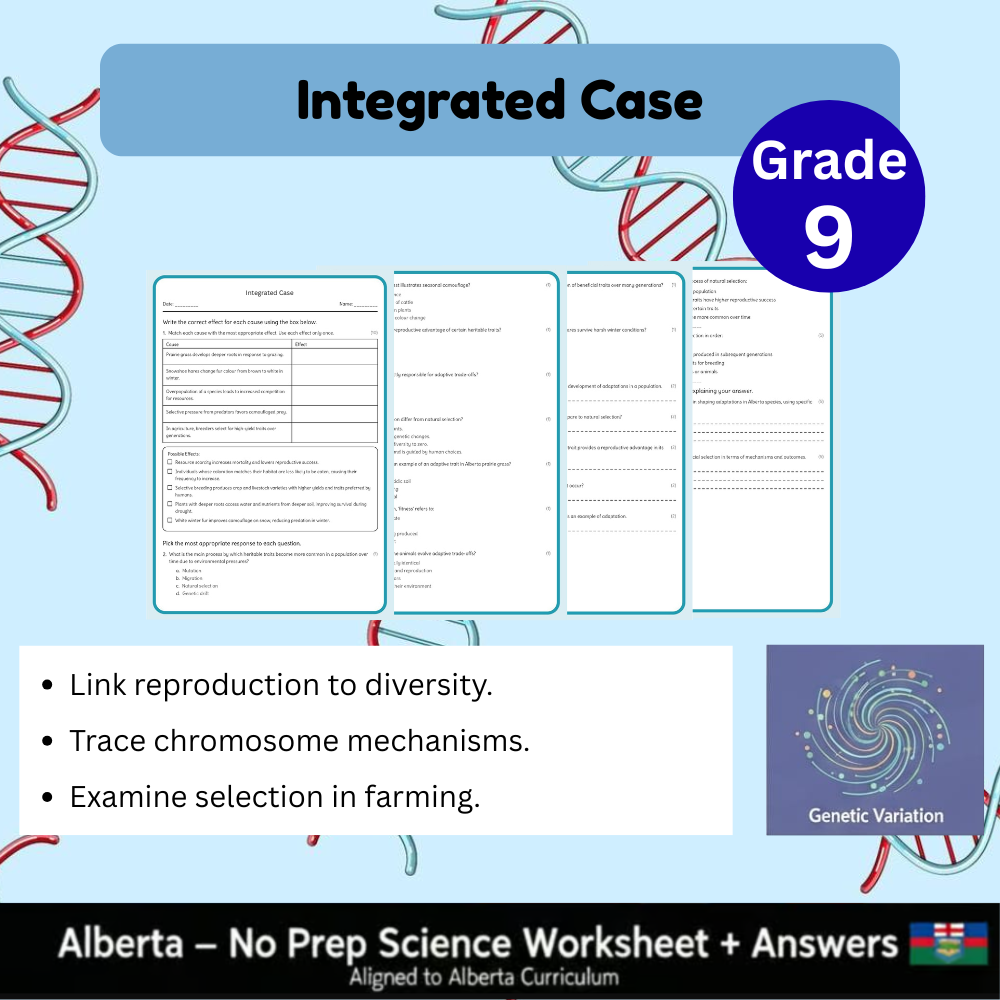 Grade 9 Science Worksheet Bundle | Genetics, Chemistry & Physics Concepts — included worksheet 5
