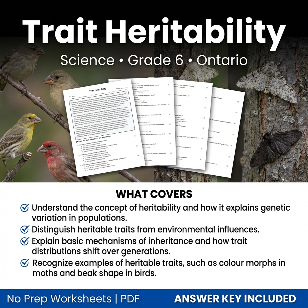 Trait Heritability Science Worksheet | Grade 6 Ontario Standards