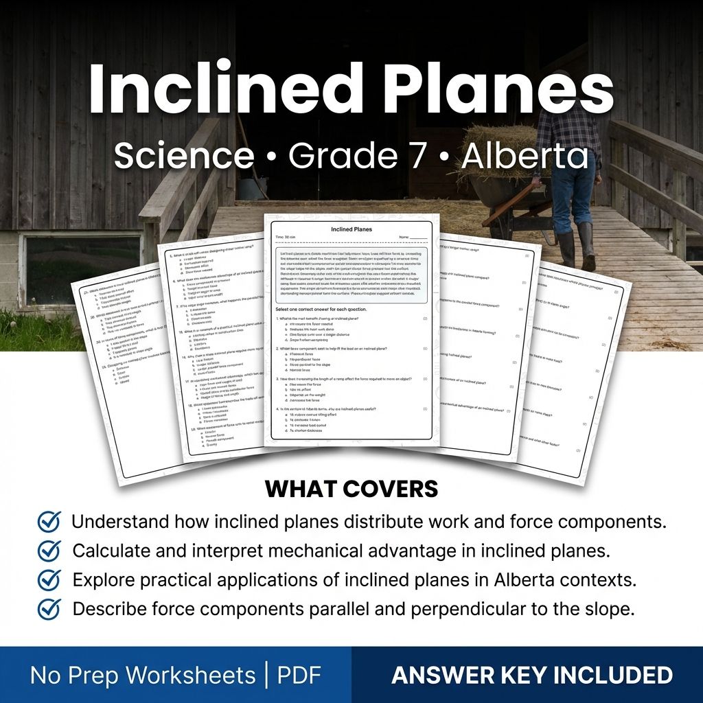 Grade 7 Science Worksheet on Inclined Planes | Alberta Standards