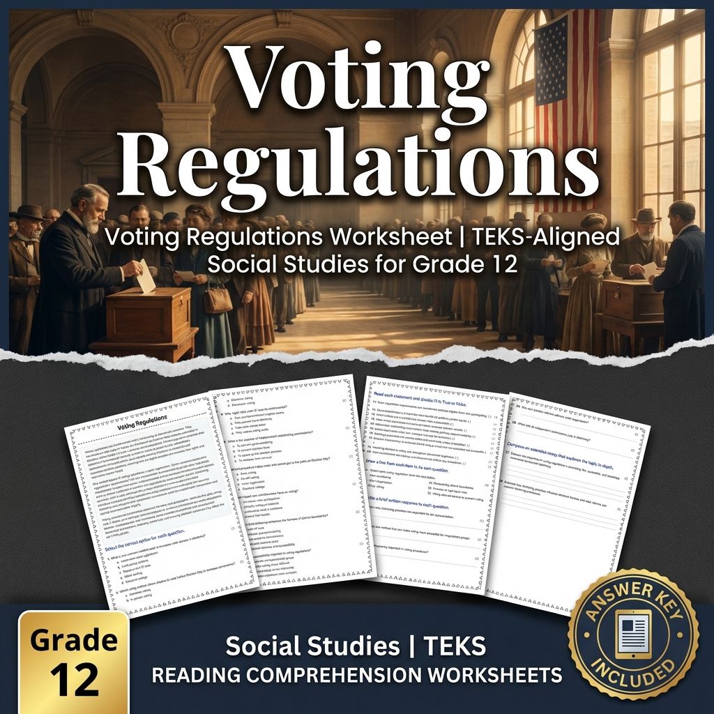 Voting Regulations Worksheet | TEKS-Aligned Social Studies for Grade 12