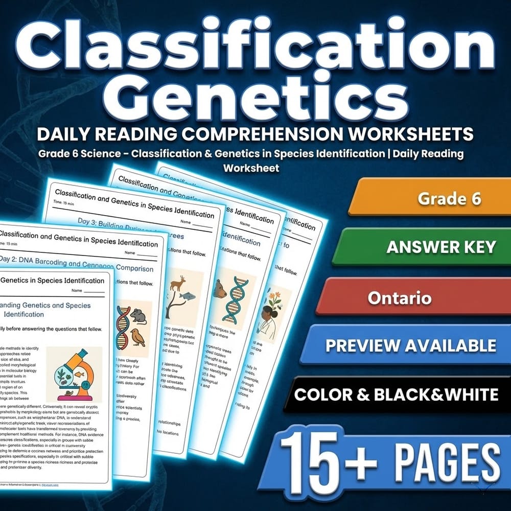 Grade 6 Science Full Year Bundle – Ontario Daily Reading Worksheets — included worksheet 6