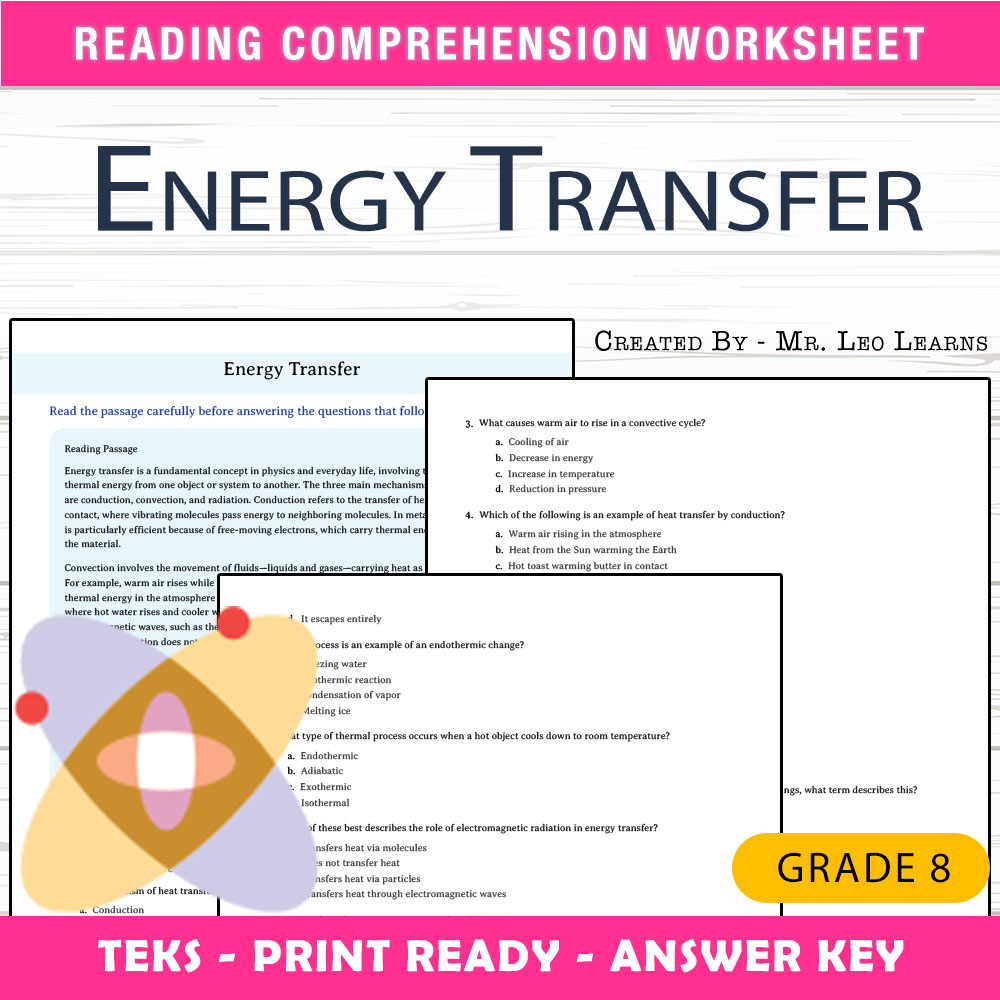 Grade 8 Science worksheet worksheet — Grade 8 Science – Energy Transfer Worksheet for Mastery | PDF + Answer Key — page 1