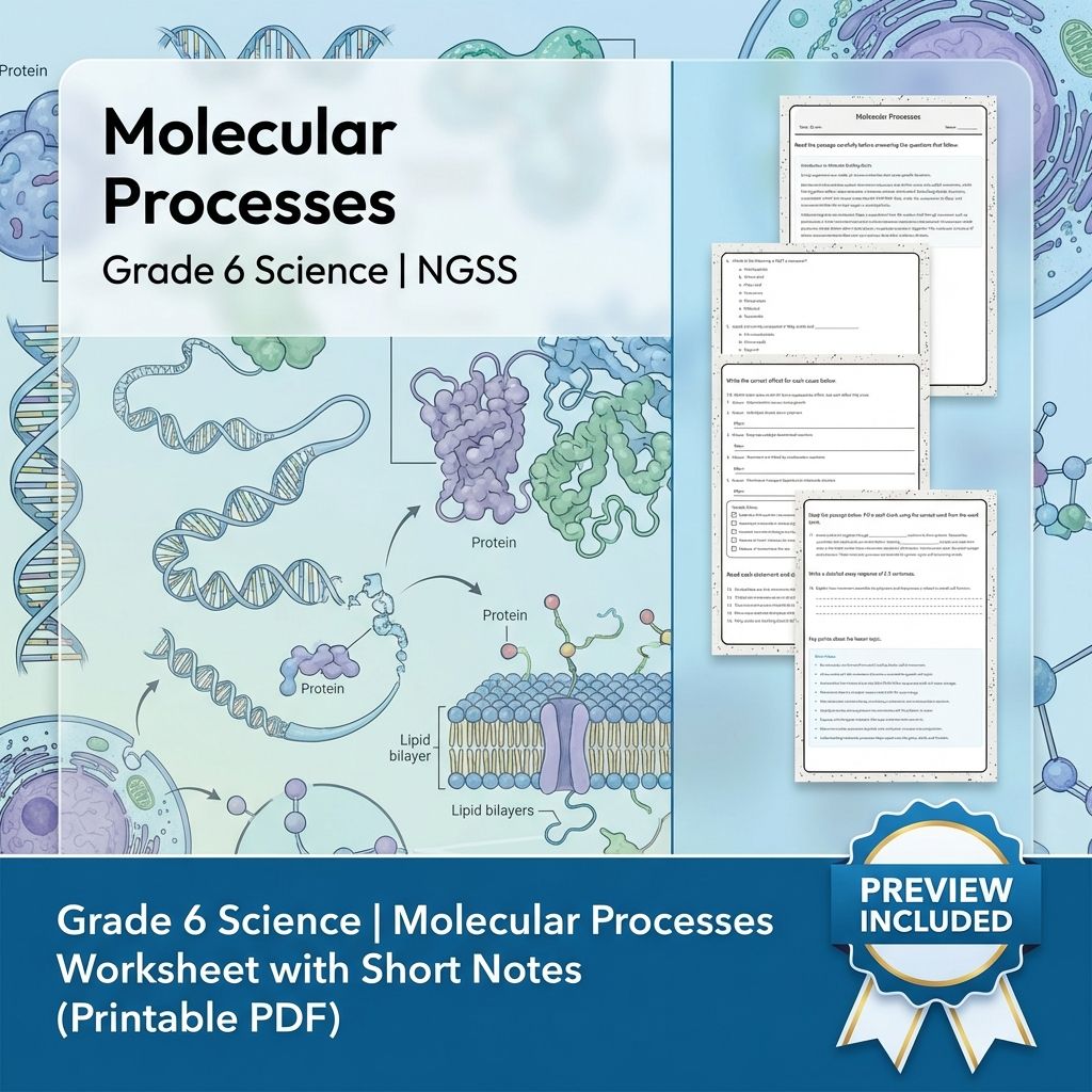 Grade 6 Science NGSS From Molecules to Organisms: Structures & Processes — included worksheet 1