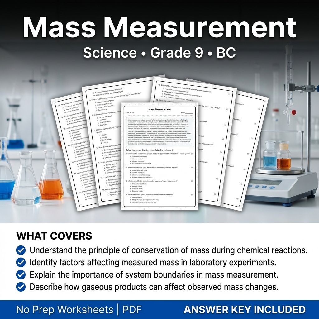 Grade 9 Science | Mass Measurement Worksheet + Answer Key (Printable PDFs)