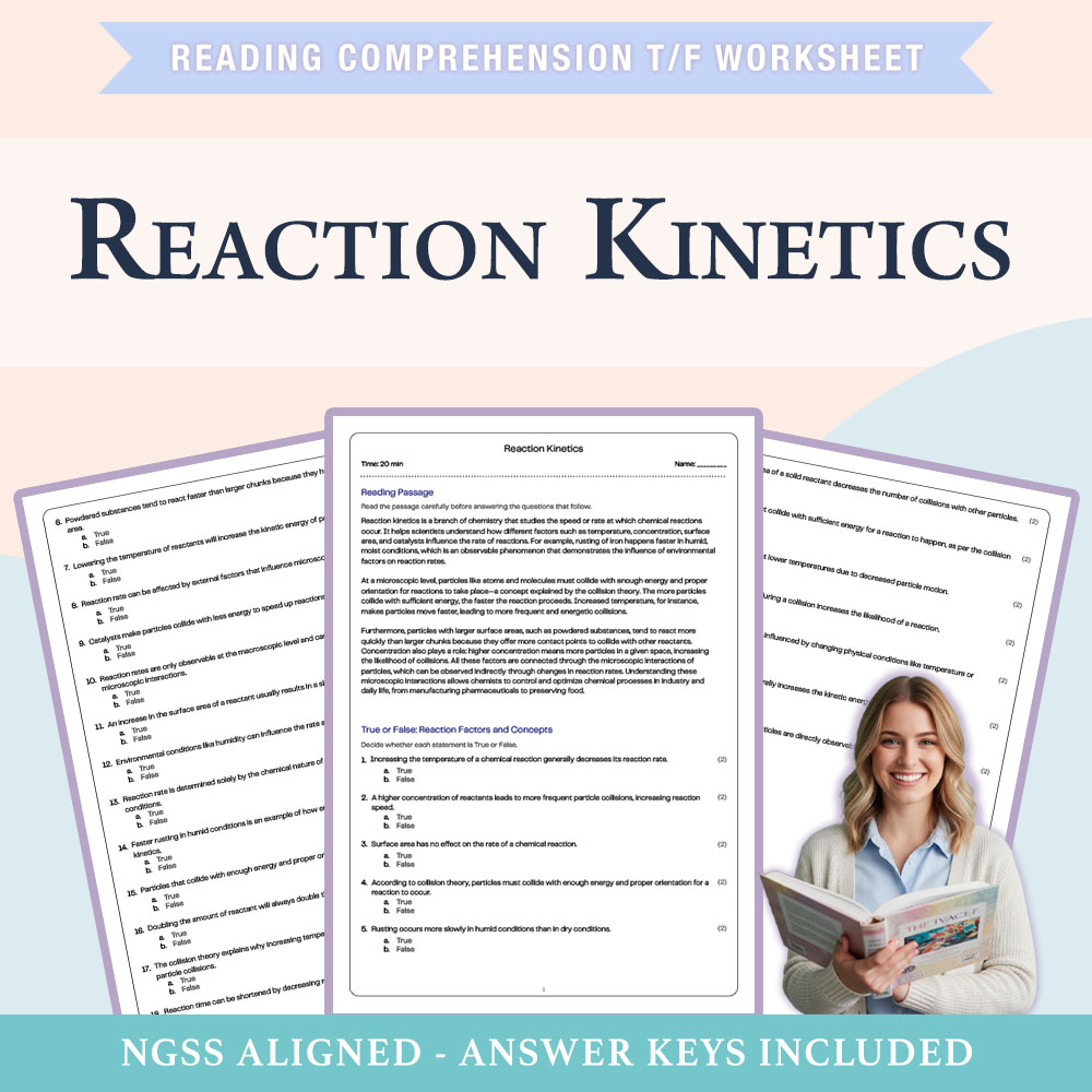 Science reading comprehensions true or false worksheet worksheet — 7th Grade Science | Reaction Kinetics Worksheet (PDF +A…