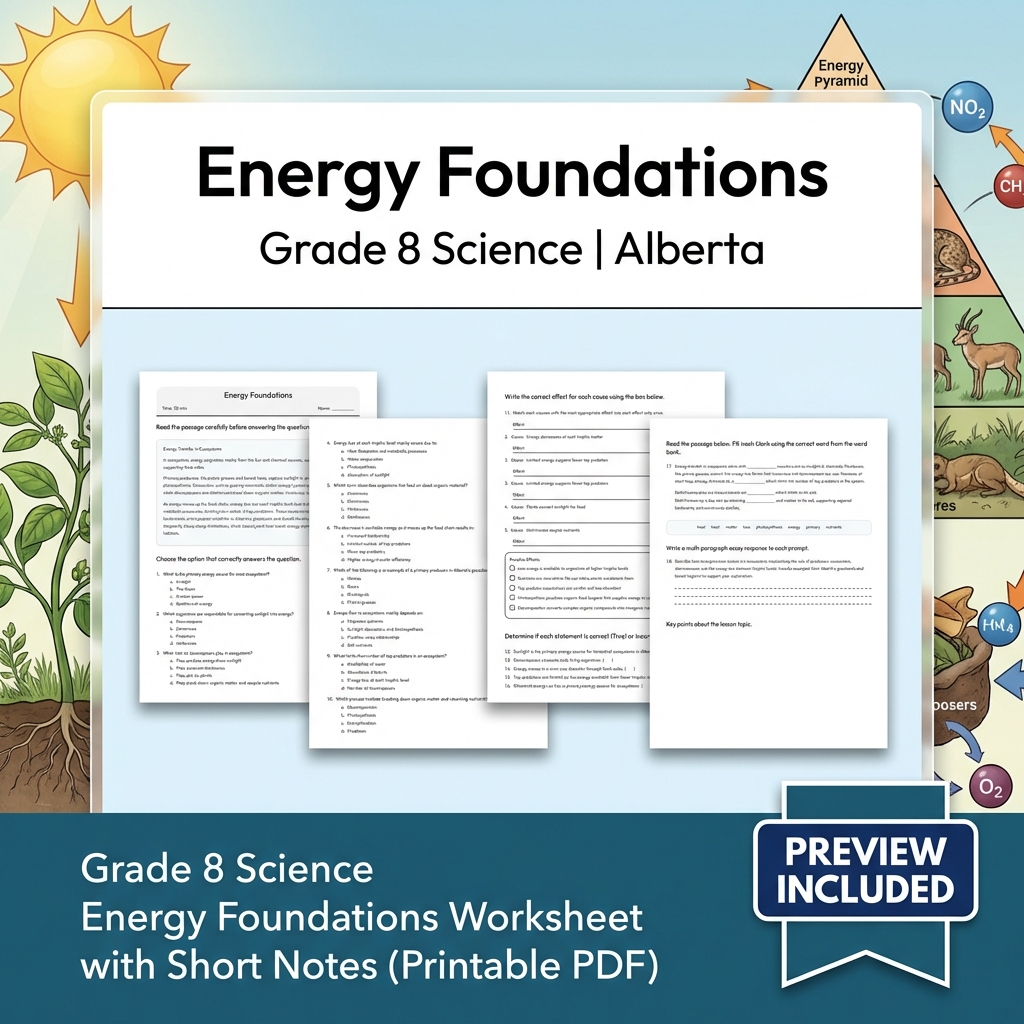 Grade 8 Science | Interactions & Ecosystems UNIT Worksheet Bundle  — included worksheet 2