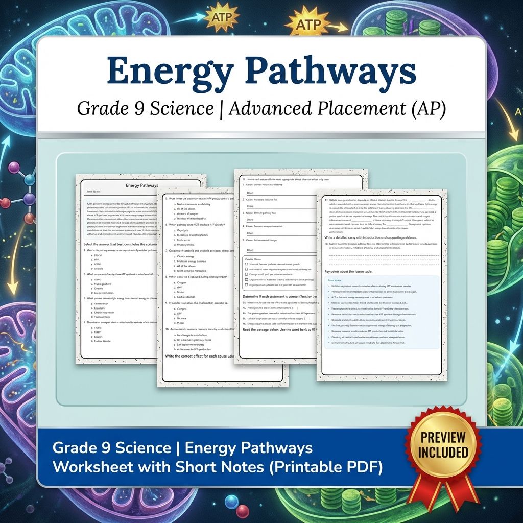 Grade 9 Science Unit | Cellular Processes & Ecosystems Worksheet Pack (PDF) — included worksheet 3
