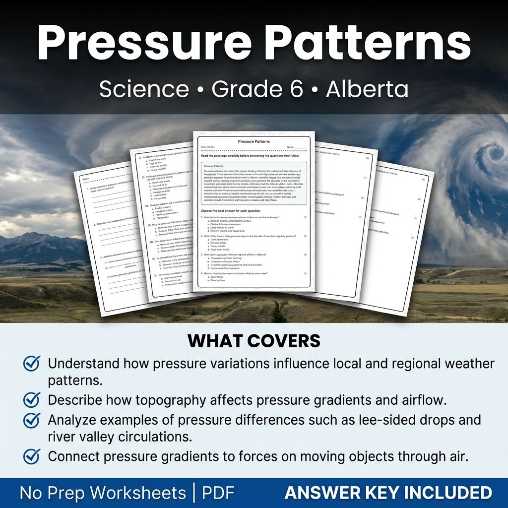 Pressure Patterns Grade 6 Science Worksheet | Alberta Standards