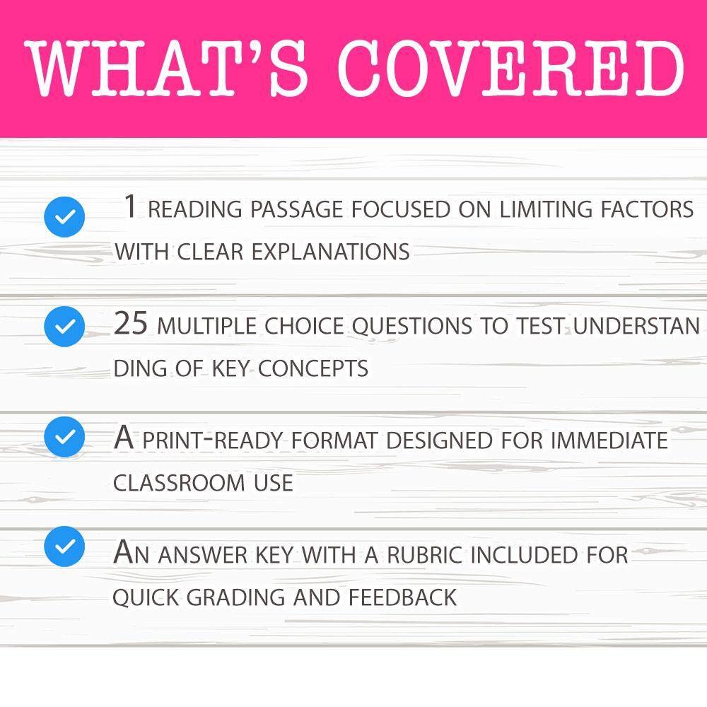 Grade 6 Science worksheet mcq paper worksheet — Grade 6 Science — Limiting Factors Worksheet MCQ for Mastery — page 2