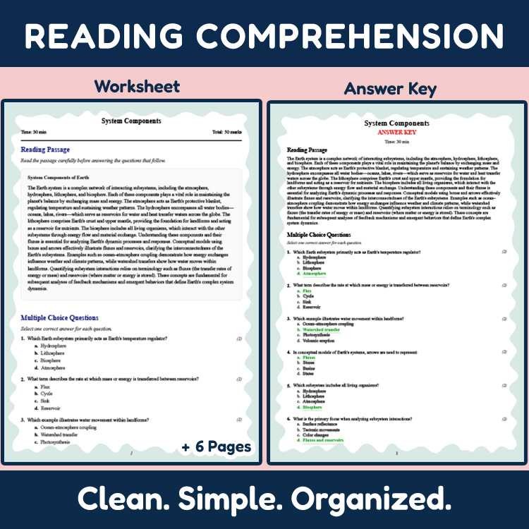 Grade 11 Science reading worksheets worksheet — 11th Grade Science | System Components Reading Worksheet & Answer Key (PDF…