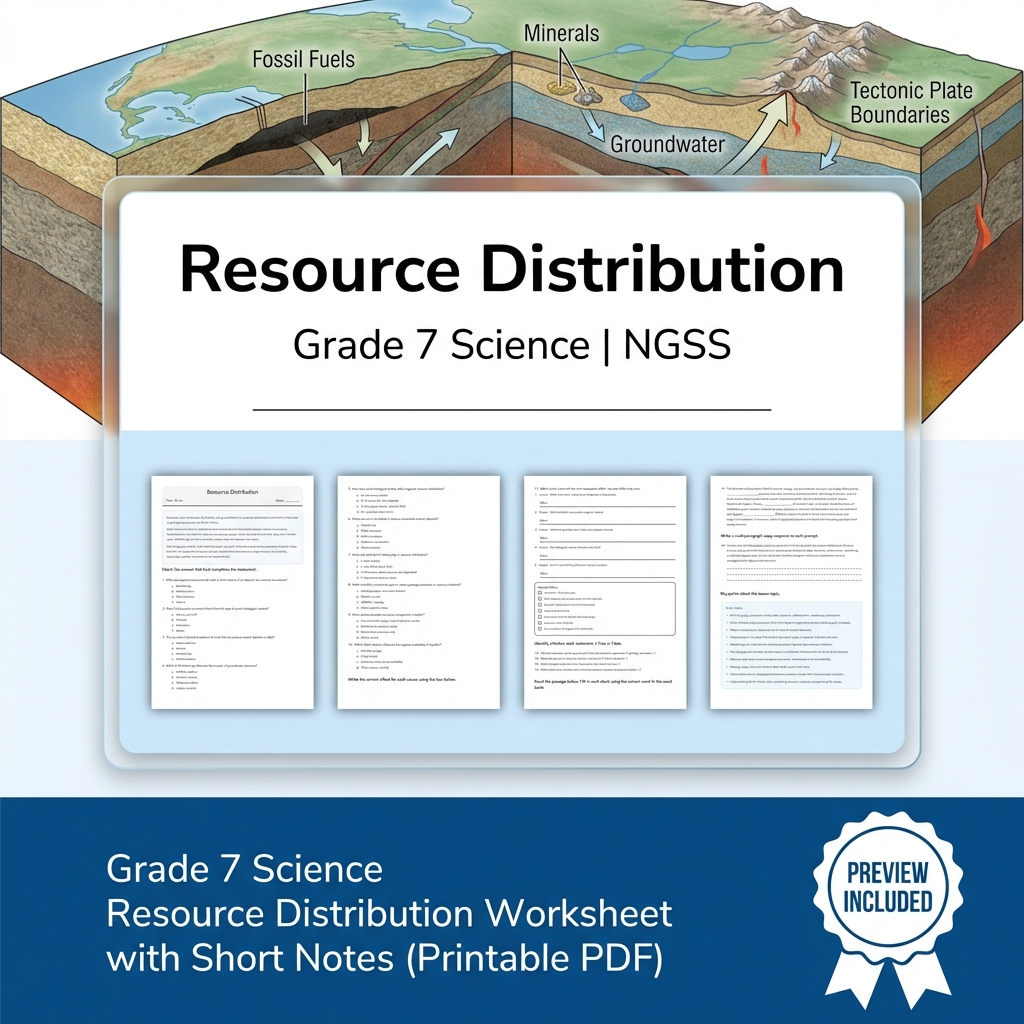 Grade 7 Science | Earth and Human Activity NGSS Unit Bundle (Worksheet Pack) — included worksheet 1