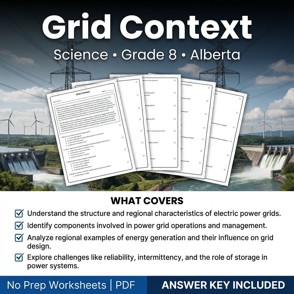Grade 8 Science Worksheet on Grid Context with Answer Key – Alberta Standards