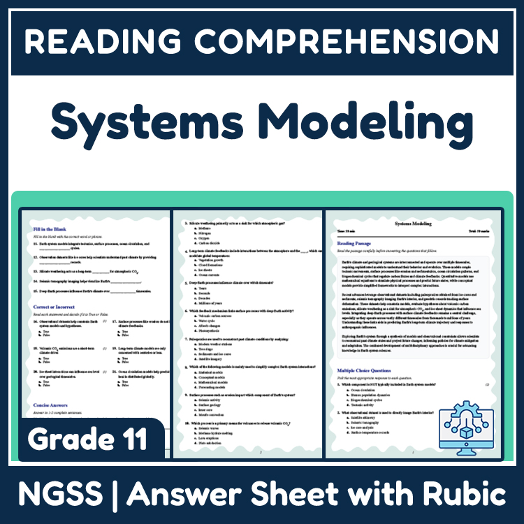 Grade 11 Science reading worksheets worksheet — 11th Grade Science | Systems Modeling Reading Worksheet (PDF + Rubric) — p…