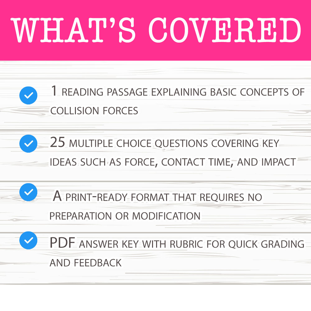 Grade 8 Science worksheet mcq paper worksheet — Grade 8 Science — Collision Forces Worksheet for Mastery — page 2