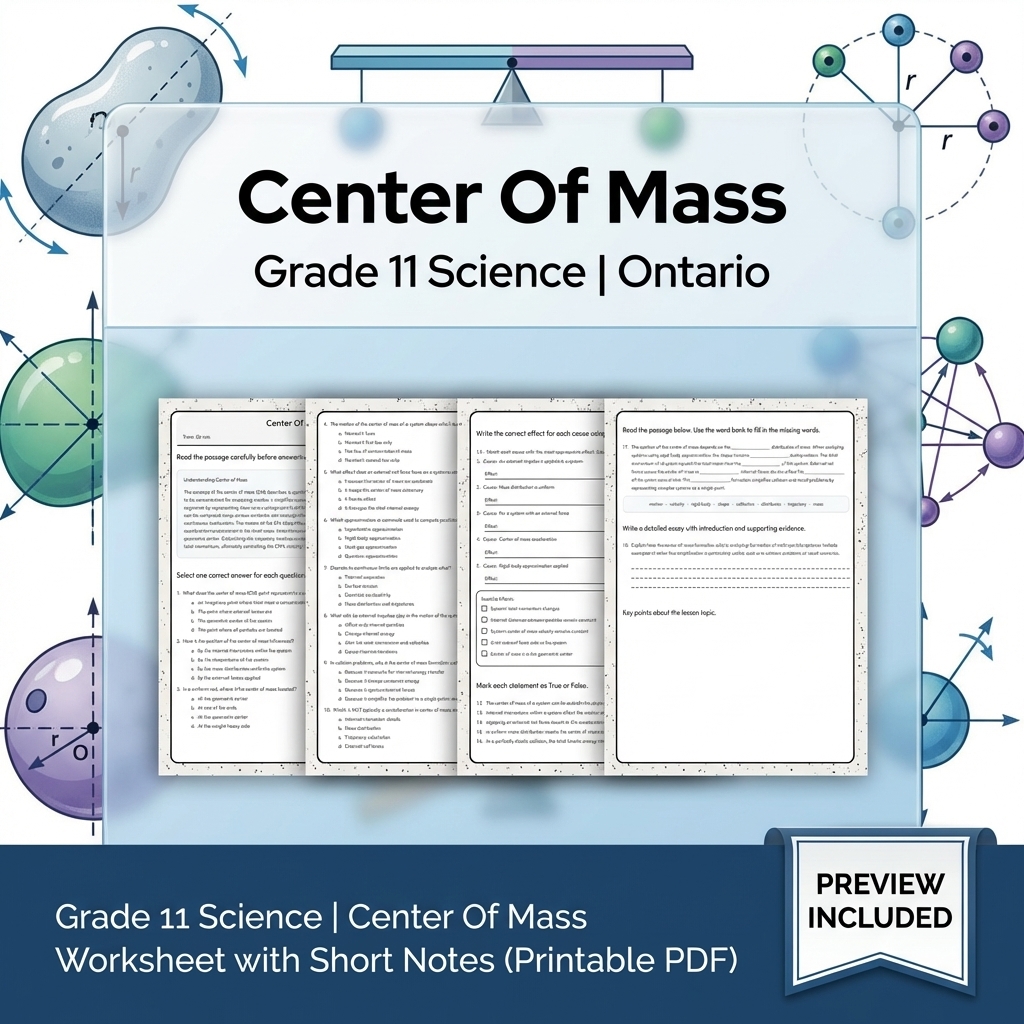 Grade 11 Science Lesson Bundle: Motion, Energy, Waves & Circuits – Ontario — included worksheet 2