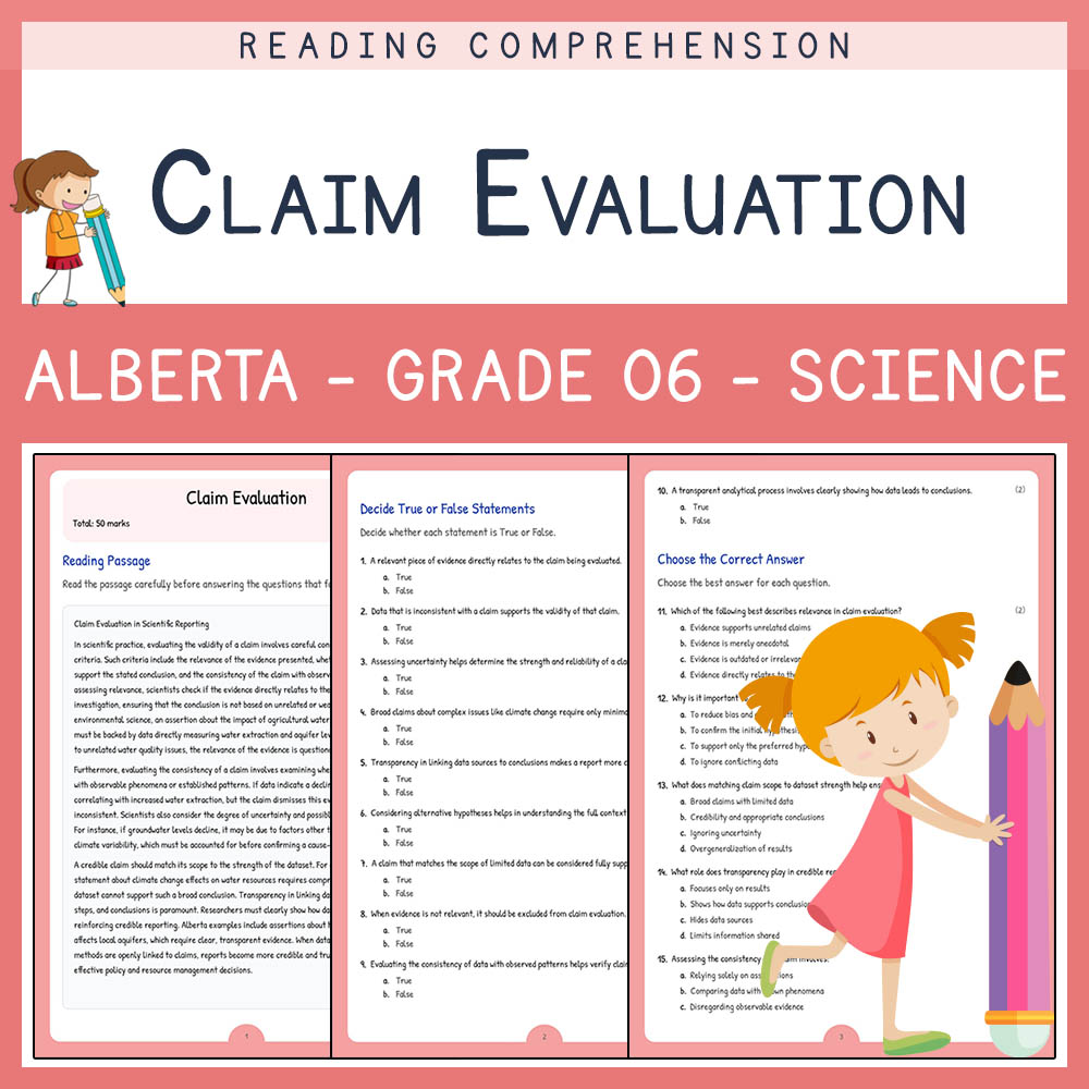 Grade 6 Science worksheet elena worksheet — Grade 6 Science Worksheet ‍‍| Claim Evaluation | Alberta-Aligned — page 1