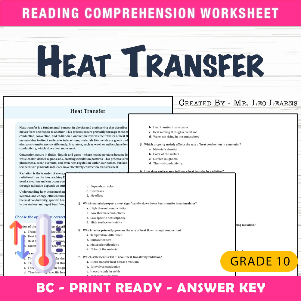 Grade 10 Science worksheet mcq paper worksheet — Grade 10 Science — Heat Transfer Worksheet MCQ Paper for Mastery — page 1