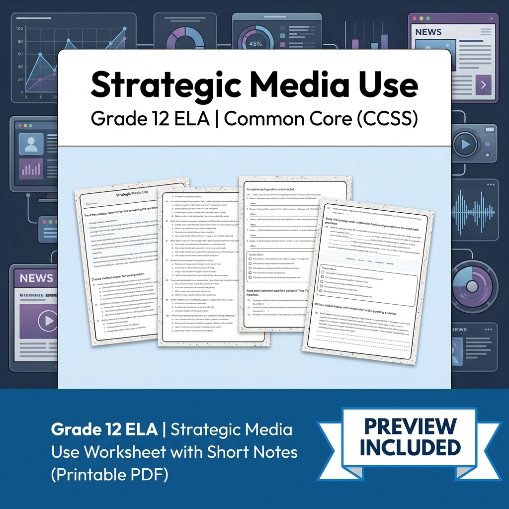 Grade 12 ELA Evidence-Based Reading & Writing Full-Year Bundle (CCSS) — included worksheet 10