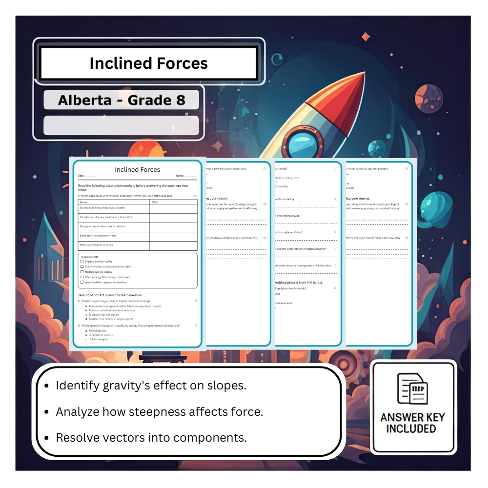 Grade 8 Science science 1 worksheet — Grade 8 Science | Inclined Forces Worksheet (PDF) – Alberta Standard