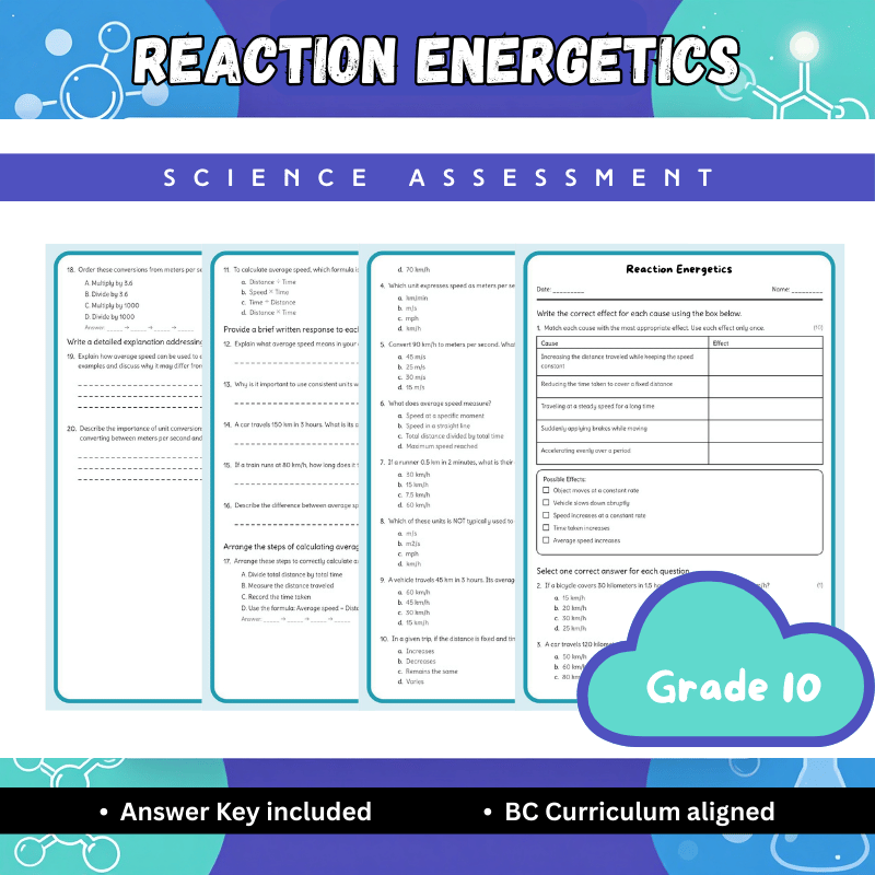 Grade 10 Science – Reaction Energetics Worksheet (Answer Key) | BC Standards