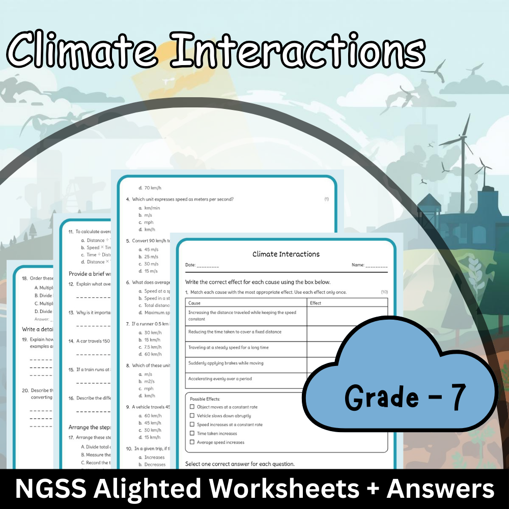 Grade 7 Science | Climate Interactions Worksheet (PDF) – NGSS-Aligned