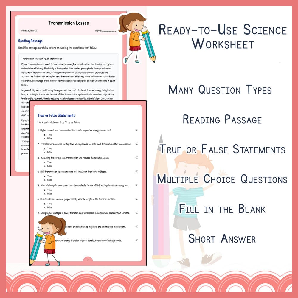 Grade 10 Science worksheet elena worksheet — Grade 10 Science | Transmission Losses Worksheet | Alberta Standards — page 2