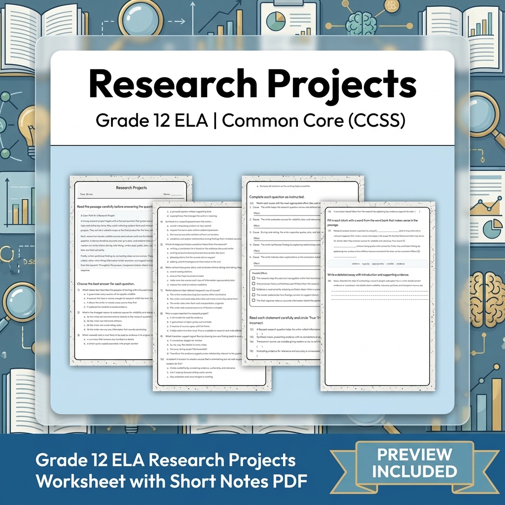 Grade 12 ELA Evidence-Based Reading & Writing Full-Year Bundle (CCSS) — included worksheet 11