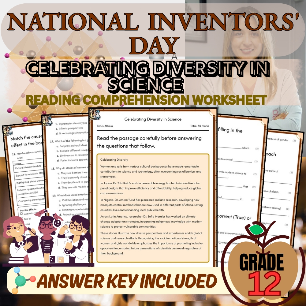 Grade 12 Holiday | Girls in Science for Mastering Diversity | PDF + Answer Key