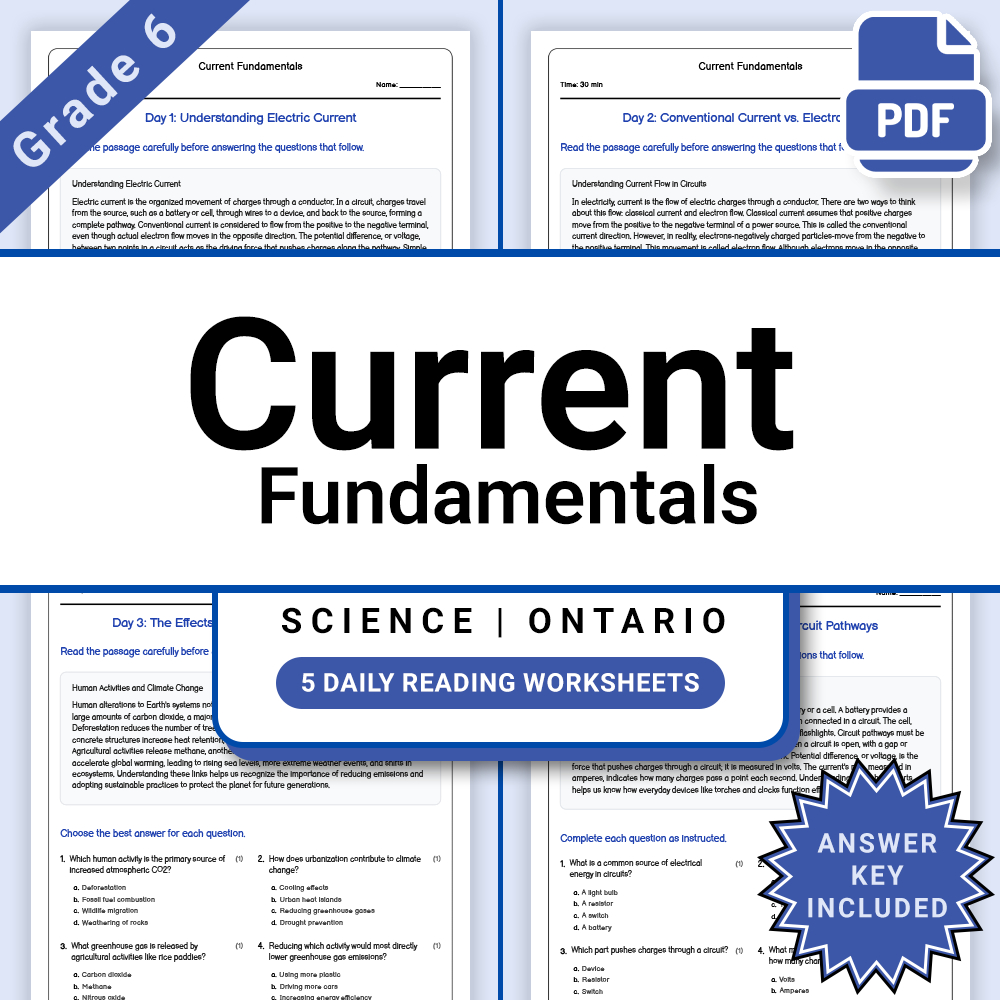 Grade 6 Science Lesson Group – Circuits and Energy Ontario Framework — included worksheet 3