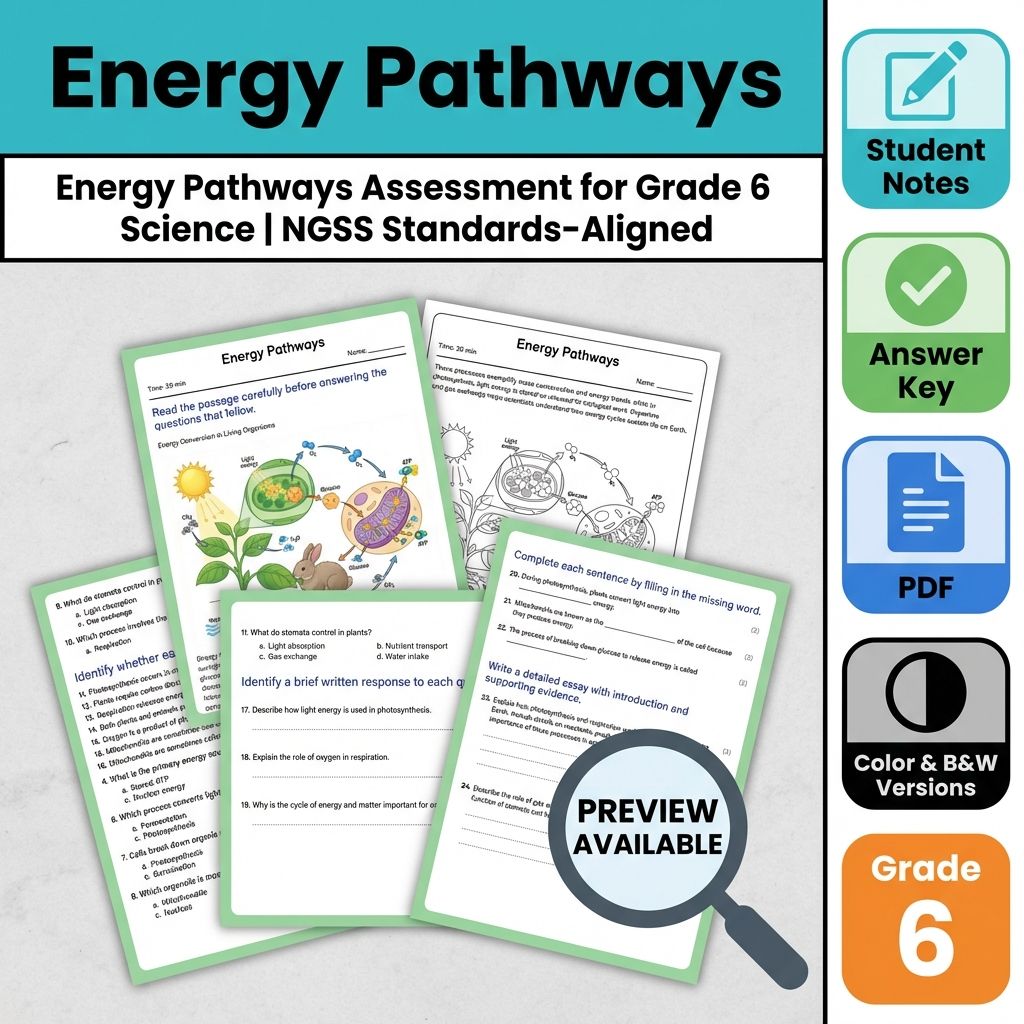 Grade 6 Science Full Year Bundle | NGSS Assessment Resources (Printable) — included worksheet 4