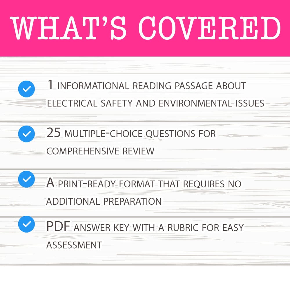 Grade 8 Science worksheet mcq paper worksheet — Grade 8 Science — Electrical Safety and Environmental Considerations Works…