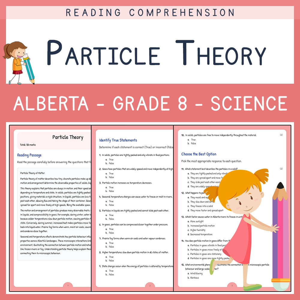 Grade 8 Science worksheet elena worksheet — Grade 8 Science | Particle Theory Worksheet | Alberta Standard — page 1