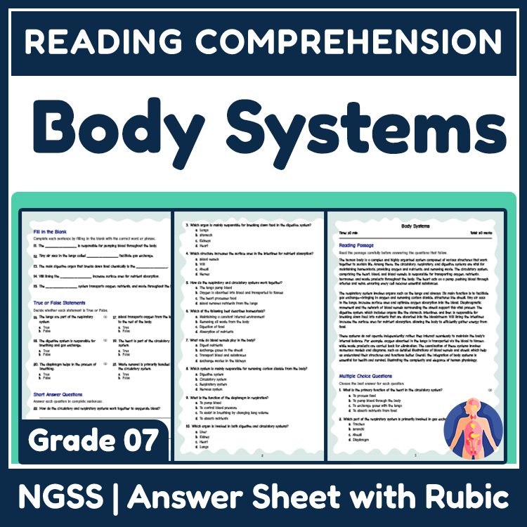 Science reading worksheets worksheet — 7th Grade Science Reading Worksheets | Body Systems NGSS Practice + Answer Key — pa…