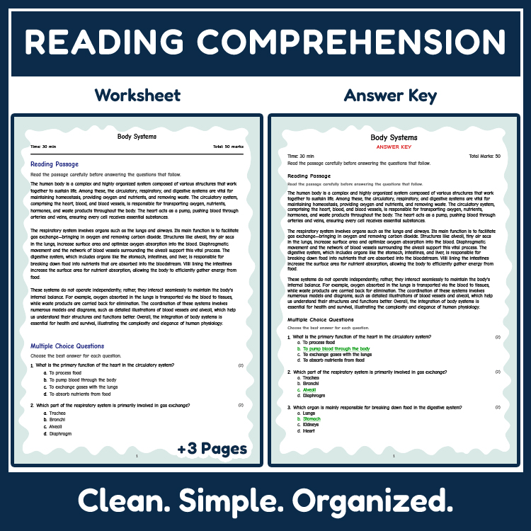 Science reading worksheets worksheet — 7th Grade Science Reading Worksheets | Body Systems NGSS Practice + Answer Key — pa…