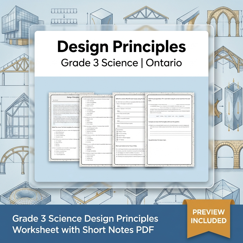 Grade 3 Science Basic Structures & Materials Worksheet Bundle | Ontario   — included worksheet 6