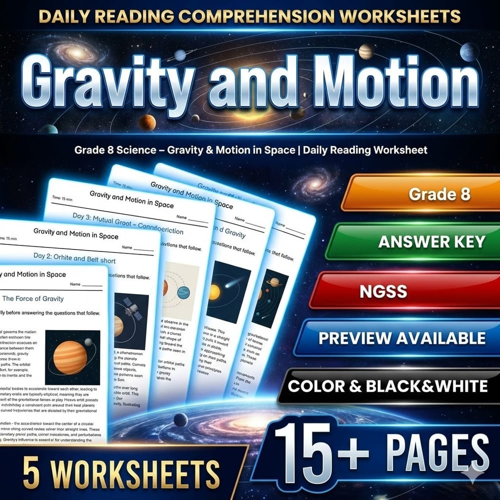 Grade 8 Science – Gravity & Motion in Space | Daily Reading Worksheet