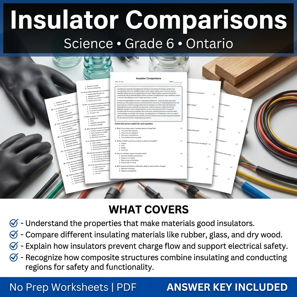 Grade 6 Science Worksheet on Insulator Comparisons | Ontario