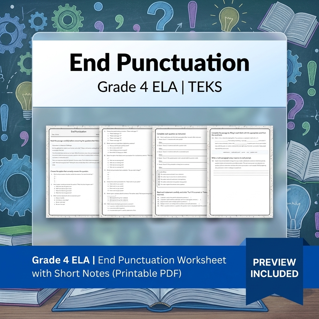 Grade 4 Grammar and Punctuation ELA Lesson Bundle with Short Notes (TEKS) — included worksheet 2