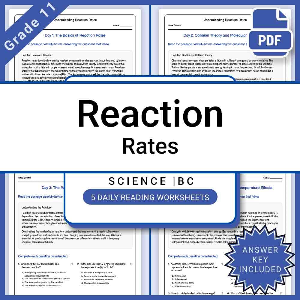 Grade 11 Science Lesson Group | BC Framework Daily Reading Worksheets — included worksheet 2